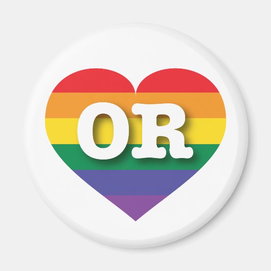 Aimant J'aime Oregon Gay pride Rainbow Heart (Devant)