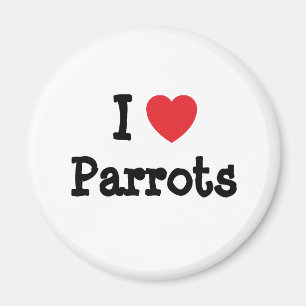 Aimant J'aime Parrots coeur personnalisé