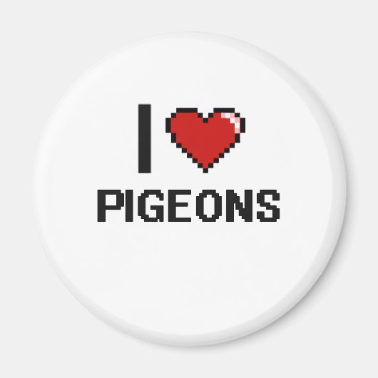 Aimant J'aime Pigeons Digital Design (Devant)