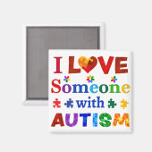 Aimant J'aime quelqu'un avec AUTISM (Recto/Verso)