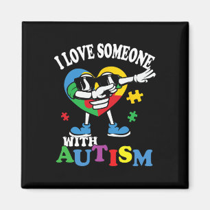 Aimant J'aime quelqu'un avec l'autisme cœur qui fait dab