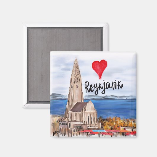 Aimant j'aime Reykjavik (Recto/Verso)