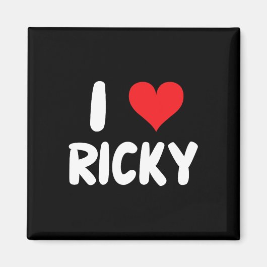 Aimant J'aime Ricky - Cœur - Nom (Devant)