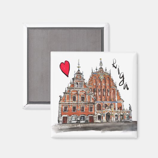 Aimant J'aime Riga (Recto/Verso)