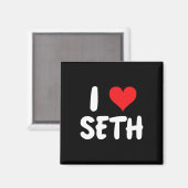 Aimant J'aime Seth - Cœur - Nom (Recto/Verso)