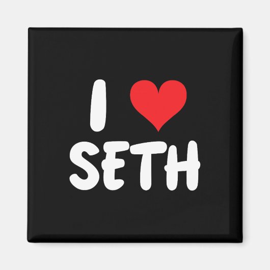 Aimant J'aime Seth - Cœur - Nom (Devant)