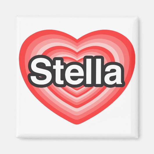 Aimant J'aime Stella. Je t'aime Stella. Cœur (Devant)