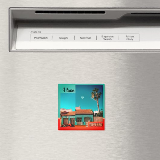 Aimant J'aime Torrevieja en orange et en turquoise (In Situ (Lave-vaisselle))