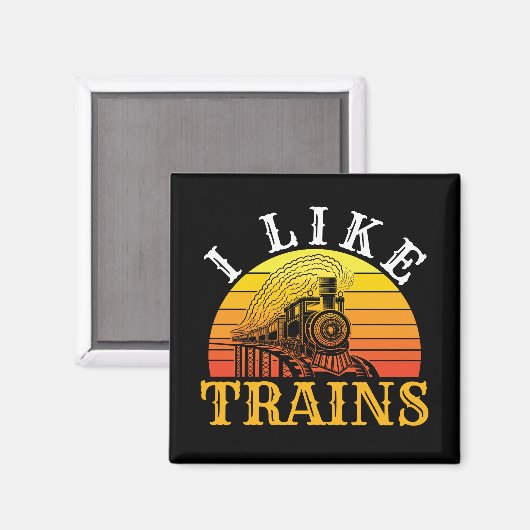 Aimant J'Aime Trains Retro Train Lover (Recto/Verso)