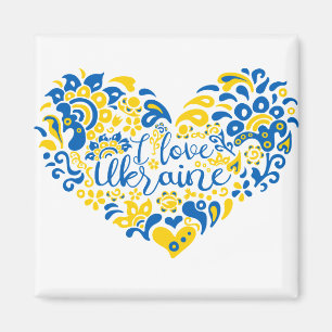 Aimant J'aime Ukraine inspiration citation coeur
