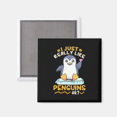 Aimant J'Aime Vraiment Les Pingouins (Recto/Verso)