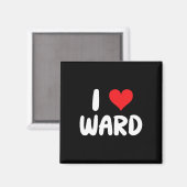 Aimant J'aime Ward - Cœur - Nom  (Recto/Verso)