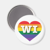 Aimant J'aime Wisconsin Gay pride Rainbow Heart (Recto/Verso)