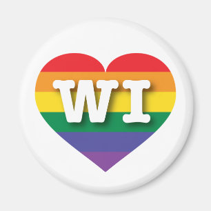 Aimant J'aime Wisconsin Gay pride Rainbow Heart