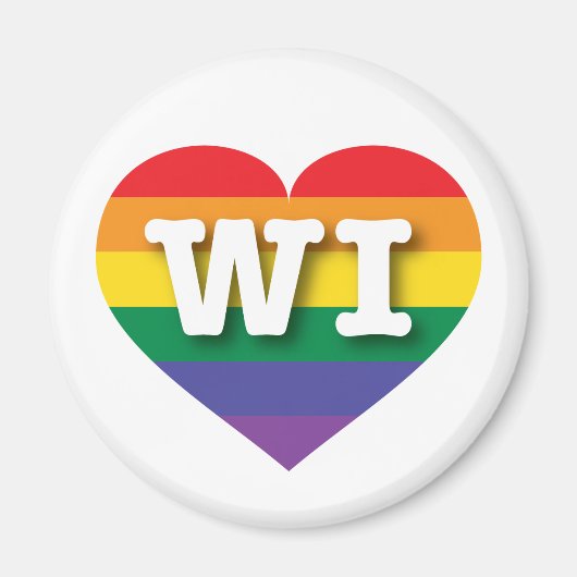 Aimant J'aime Wisconsin Gay pride Rainbow Heart (Devant)