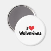Aimant J'aime Wolverines de cœur (Recto/Verso)