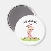 Aimant J'Aime Worm Hugs Funny Warm Worm Pun (Recto/Verso)