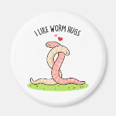 Aimant J'Aime Worm Hugs Funny Warm Worm Pun (Devant)