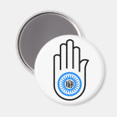 Aimant Jainism Symbole Main et Roue Lecture Ahimsa (Recto/Verso)