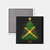 Aimant Jamaican Christmas Tree Design, Festive Holiday Gr (Recto/Verso)