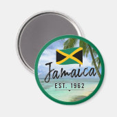 Aimant "Jamaïque Est. Plage De 1962 Avec Drapeau Jamaïcai (Recto/Verso)