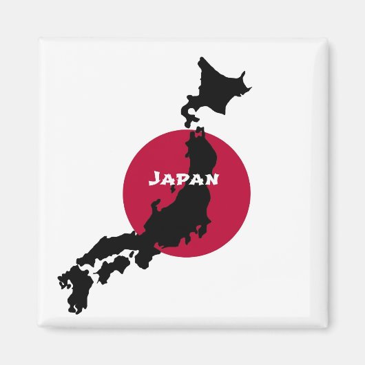 Aimant Japon - Carte Silhouette et drapeau (Devant)