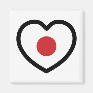Aimant Japon   Coeur du drapeau japonais