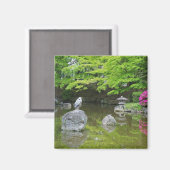 Aimant Japon, Kyoto. Héron en feuilles verts frais (Recto/Verso)