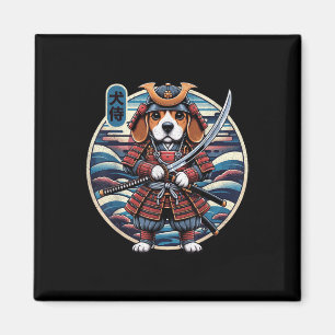 Aimant Japonais Samurai Chien Tattoo, Beagle Kawaii Ninja