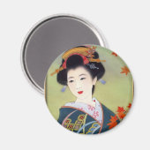 Aimant Japonaise en kimono bleu (Recto/Verso)