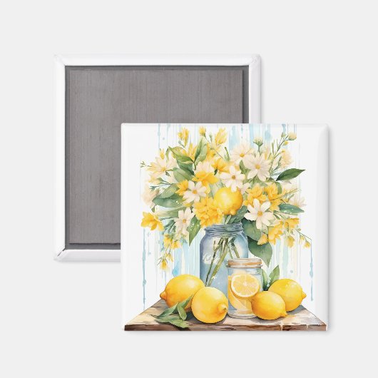 Aimant Jar à fleurs de citron d'été (Recto/Verso)