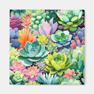Aimant Jardin botanique de succulentes colorées d'été