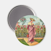 Aimant Jardin Cultivation Flower Woman Art Antique (Recto/Verso)