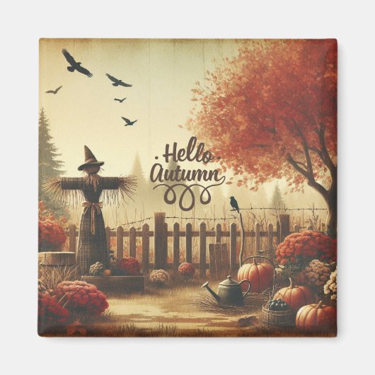 Aimant Jardin d'automne & épouvantail (Devant)