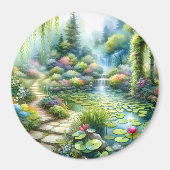 Aimant Jardin de cascade enchanté avec bassin de nénuphar (Devant)