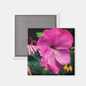 Aimant Jardin de fleurs d'hibiscus et d'amis (Recto/Verso)