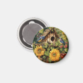 Aimant Jardin de tournesol 6 Maisons d'oiseaux Oiseaux bl (Recto/Verso)