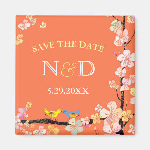 Aimant Jardin des oiseaux de printemps Mariage Enregistre