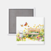 Aimant Jardin d'été avec papillons (Recto/Verso)
