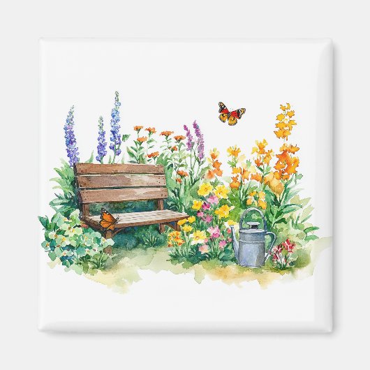 Aimant Jardin d'été avec papillons (Devant)