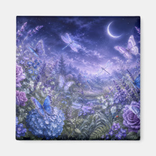 Aimant Jardin Enchanté de Papillons au Clair de Lune Magn