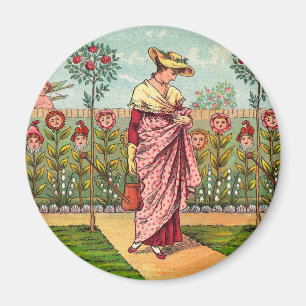 Aimant Jardin Fleurir Femme Art Antique