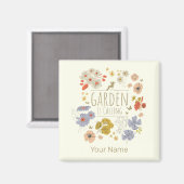 Aimant Jardin Fleurs botaniques pour jardiner maman et pa (Recto/Verso)