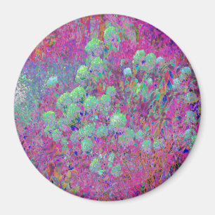Aimant Jardin magenta avec fleurs d'hortensia aqua