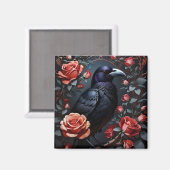 Aimant Jardin Rose du Corbeau Noir (Recto/Verso)