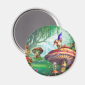Aimant Jardins de fleurs de champignons Gnomes enchantés (Recto/Verso)