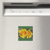 Aimant Jaune avec Fleur rayée rouge (In Situ (Lave-vaisselle))