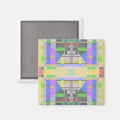 Aimant Jaune bleu violet géométrique (Recto/Verso)