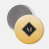 Aimant Jaune Brossé Élégant Avec Monogramme Or Simple (Recto/Verso)
