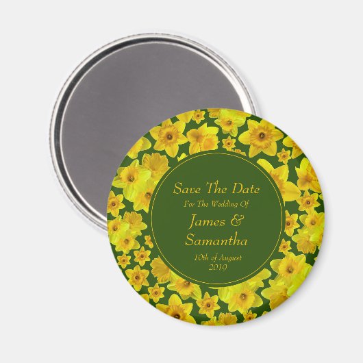 Aimant Jaune Daffodile Printemps - Mariage Enregistrer La (Recto/Verso)